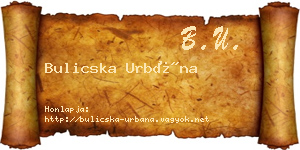 Bulicska Urbána névjegykártya